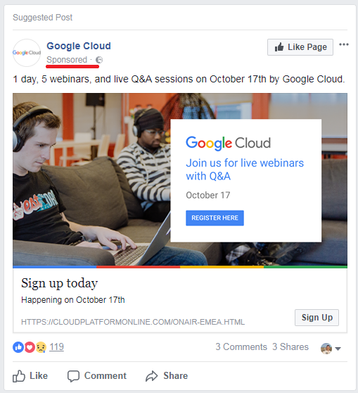 google ads on facebook